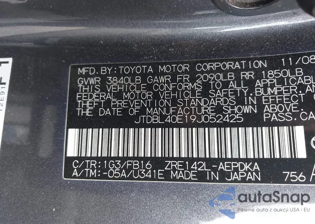 JTDBL40E19J052425: 43468762