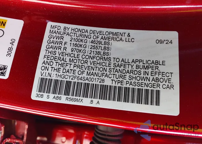 1HGCY2F64SA001728: 43468918