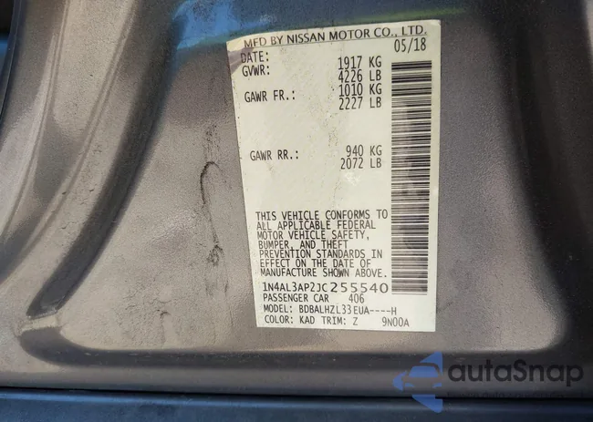 1N4AL3AP2JC255540: 43468978