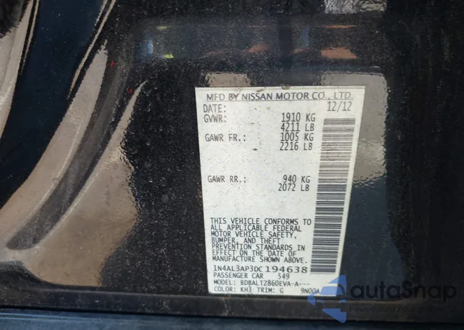 1N4AL3AP3DC194638: 43468097