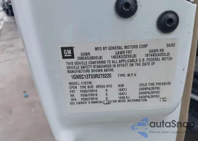 1GNEC13T93R278220: 43468217