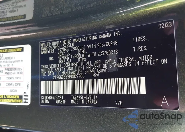 2T2GGCEZ3PC027983: 43468370