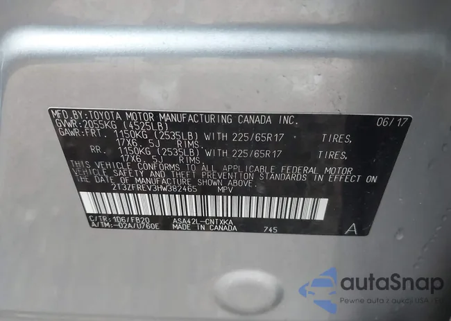 2T3ZFREV3HW382465: 43468428