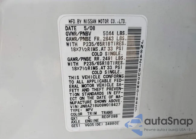 JN8AZ18U09W019427: 43468462