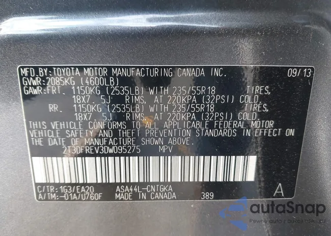 2T3DFREV3DW095275: 43469496