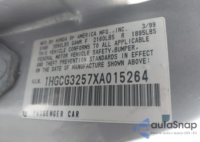 1HGCG3257XA015264: 43469523