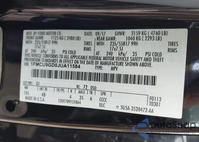 1FMCU9GD0JUA11584: 43469525