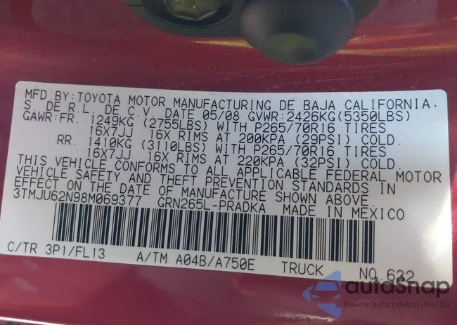 3TMJU62N98M069377: 43469675