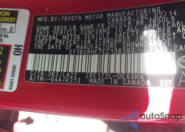 2T1BURHE7EC106380: 43469695