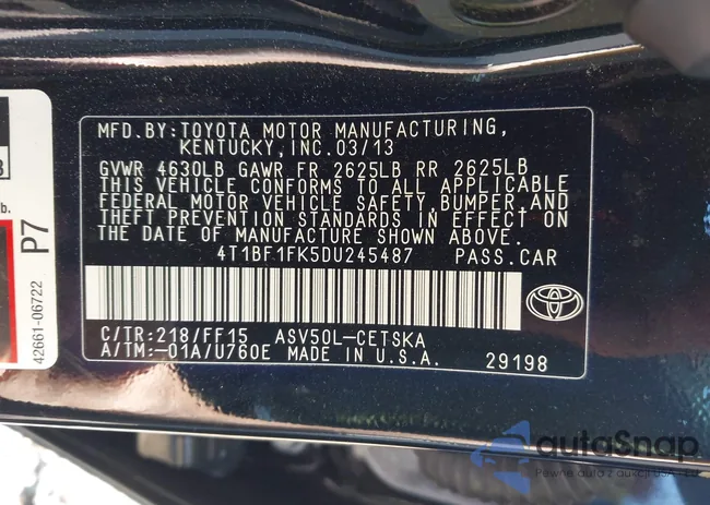 4T1BF1FK5DU245487: 43469756