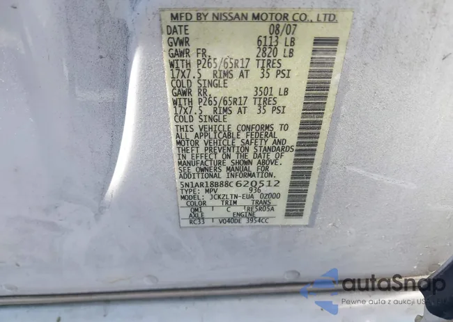 5N1AR18B88C620512: 43469857