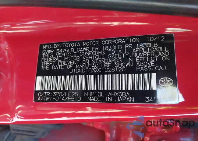 JTDKDTB3XC1028120: 43469864