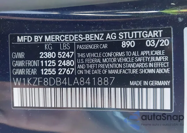 W1KZF8DB4LA841887: 43470001