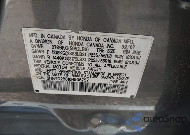 2HNYD28318H505757: 43470060