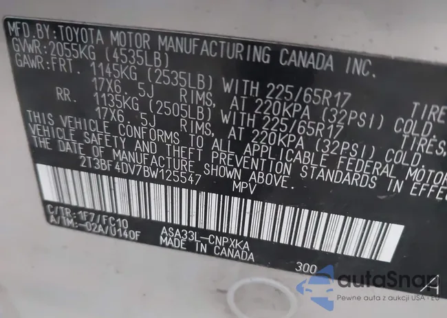 2T3BF4DV7BW125547: 43470473