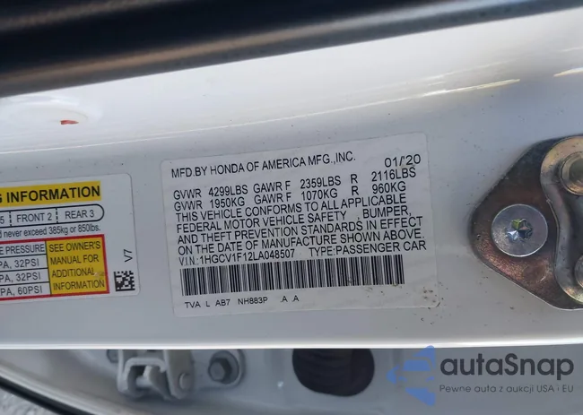 1HGCV1F12LA048507: 43470543