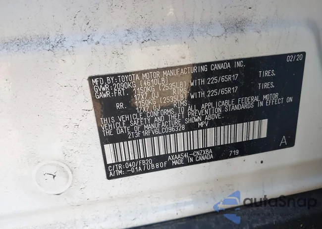 2T3F1RFV6LC096328: 43470740