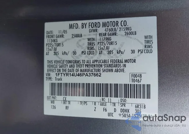 1FTYR14U46PA37662: 43470906