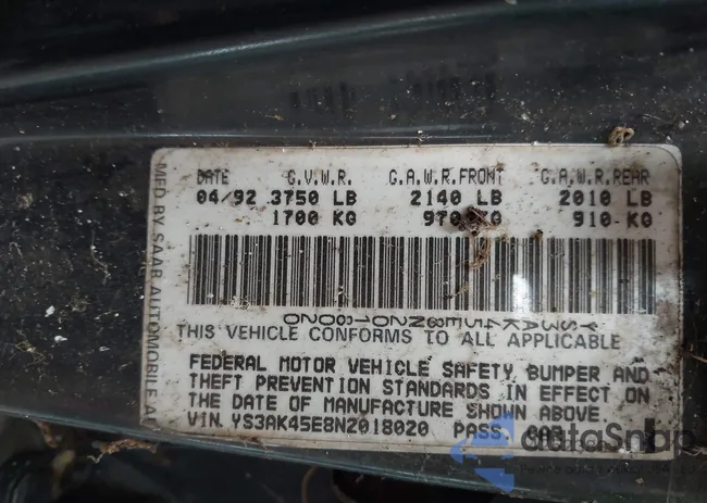 YS3AK45E8N2018020: 43470904