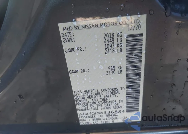 1N4BL4CW2MN336884: 43470911