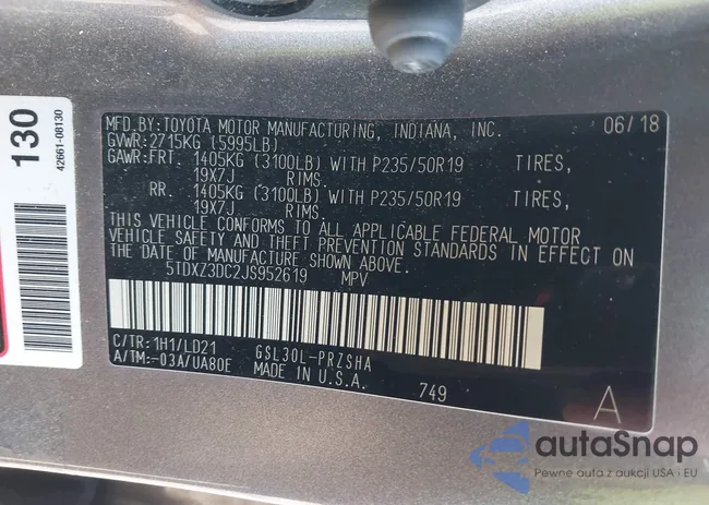 5TDXZ3DC2JS952619: 43471009