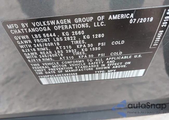 1V2DP2CA0KC592058: 43471053