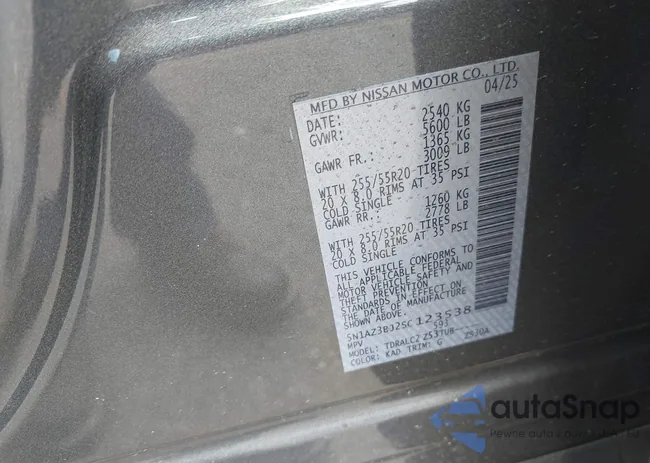 5N1AZ3BJ2SC123538: 43471062