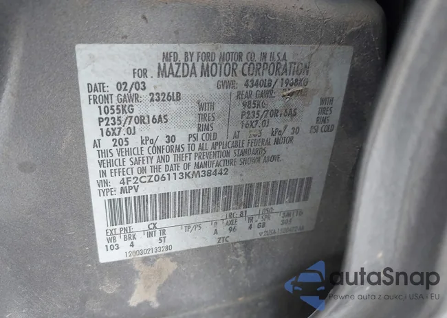 4F2CZ06113KM38442: 43470278