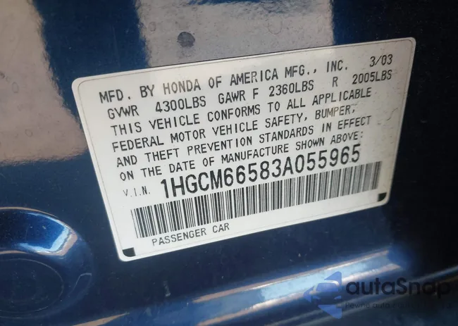 1HGCM66583A055965: 43470458