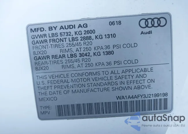 WA1A4AFY3J2199198: 43471583