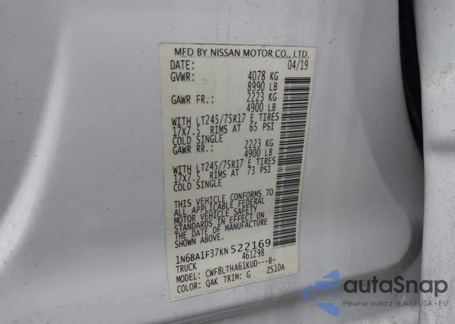 1N6BA1F37KN522169: 43471734