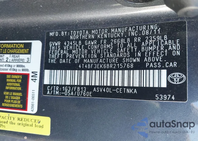 4T4BF3EK6BR215768: 43471797