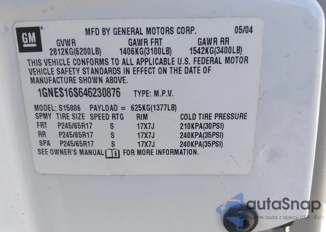 1GNES16S646230876: 43471949