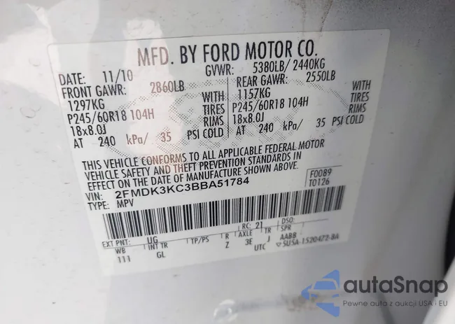 2FMDK3KC3BBA51784: 43471966