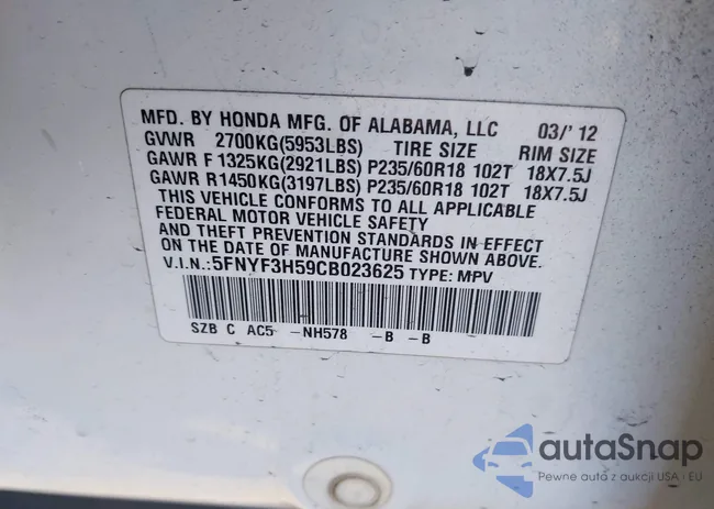 5FNYF3H59CB023625: 43472050