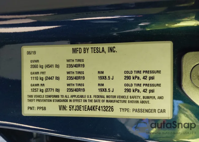 5YJ3E1EA4KF413226: 43471138