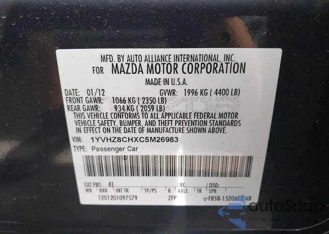 1YVHZ8CHXC5M26983: 43472582