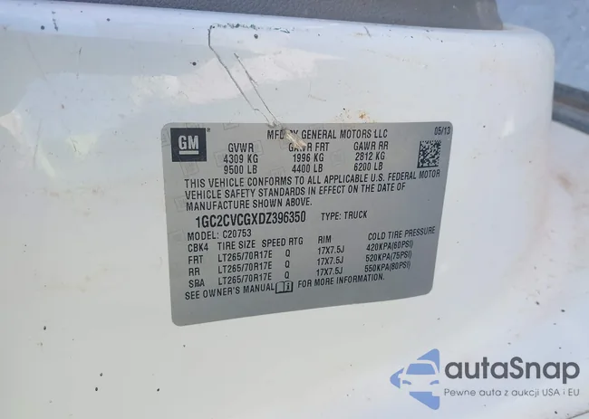 1GC2CVCGXDZ396350: 43472663