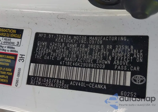 4T1BE46K29U880209: 43472721