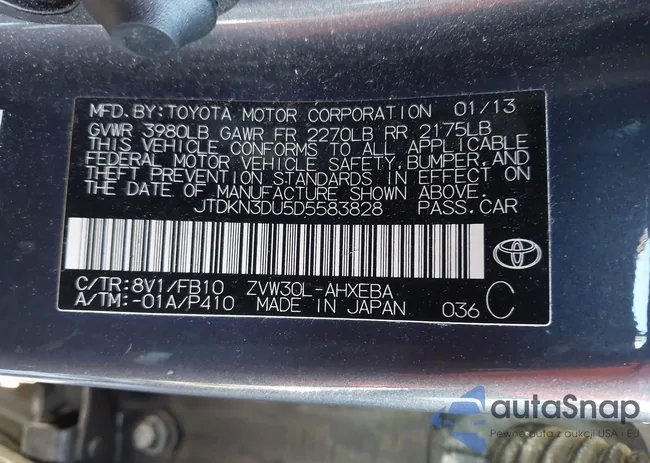 JTDKN3DU5D5583828: 43472723