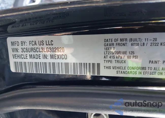 3C6UR5CL3LG302920: 43472776