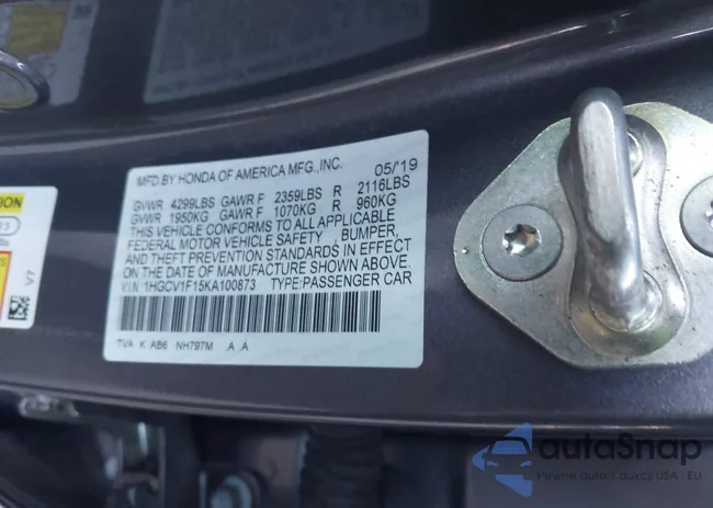 1HGCV1F15KA100873: 43472838