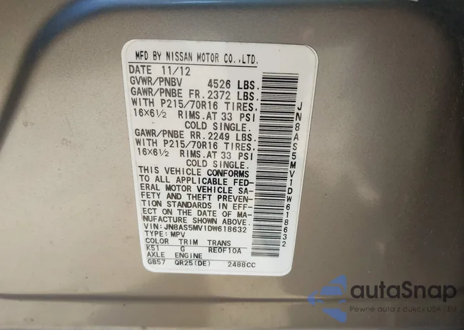 JN8AS5MV1DW618632: 43472914