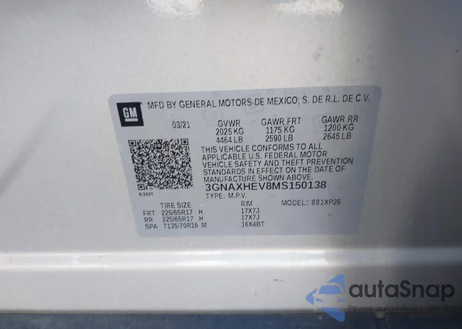 3GNAXHEV8MS150138: 43472953
