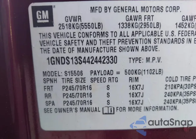 1GNDS13S442442330: 43473019