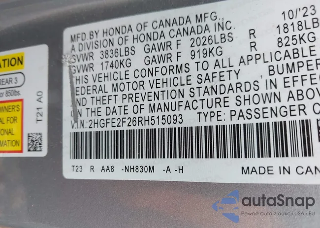 2HGFE2F26RH515093: 43472220