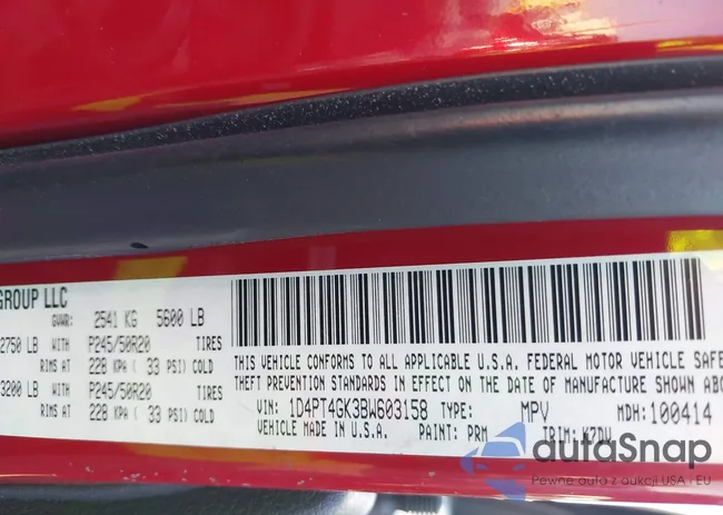 1D4PT4GK3BW603158: 43472247