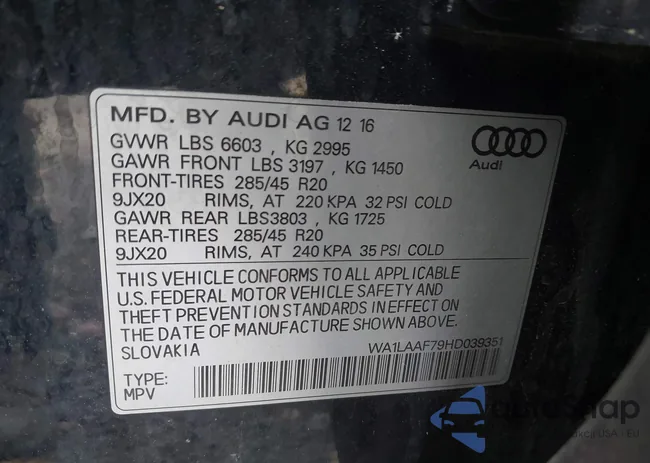 WA1LAAF79HD039351: 43472276