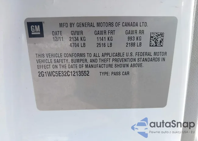 2G1WC5E32C1213552: 43472309