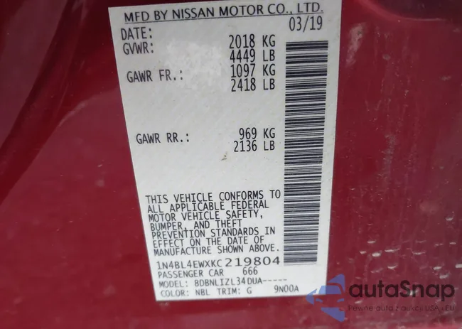 1N4BL4EWXKC219804: 43472346